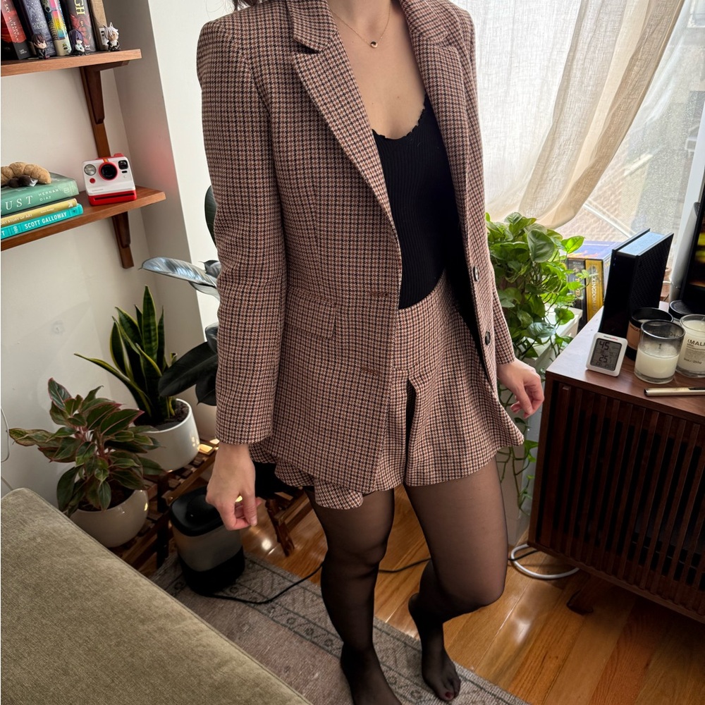 Maje Blazer and Shorts with Relaxed Fit and Open Front